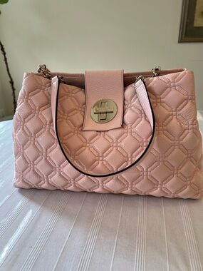 kate spade Quilted Blush Pink Satchel with Gold-Tone Turn Lock